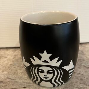 Starbucks Matte Black White Mug Etched Mermaid 2011